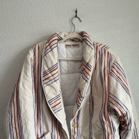 Free People Astrid Quilted Jacket Womens Small Boho Casual Striped Oversized - Picture 4 of 13